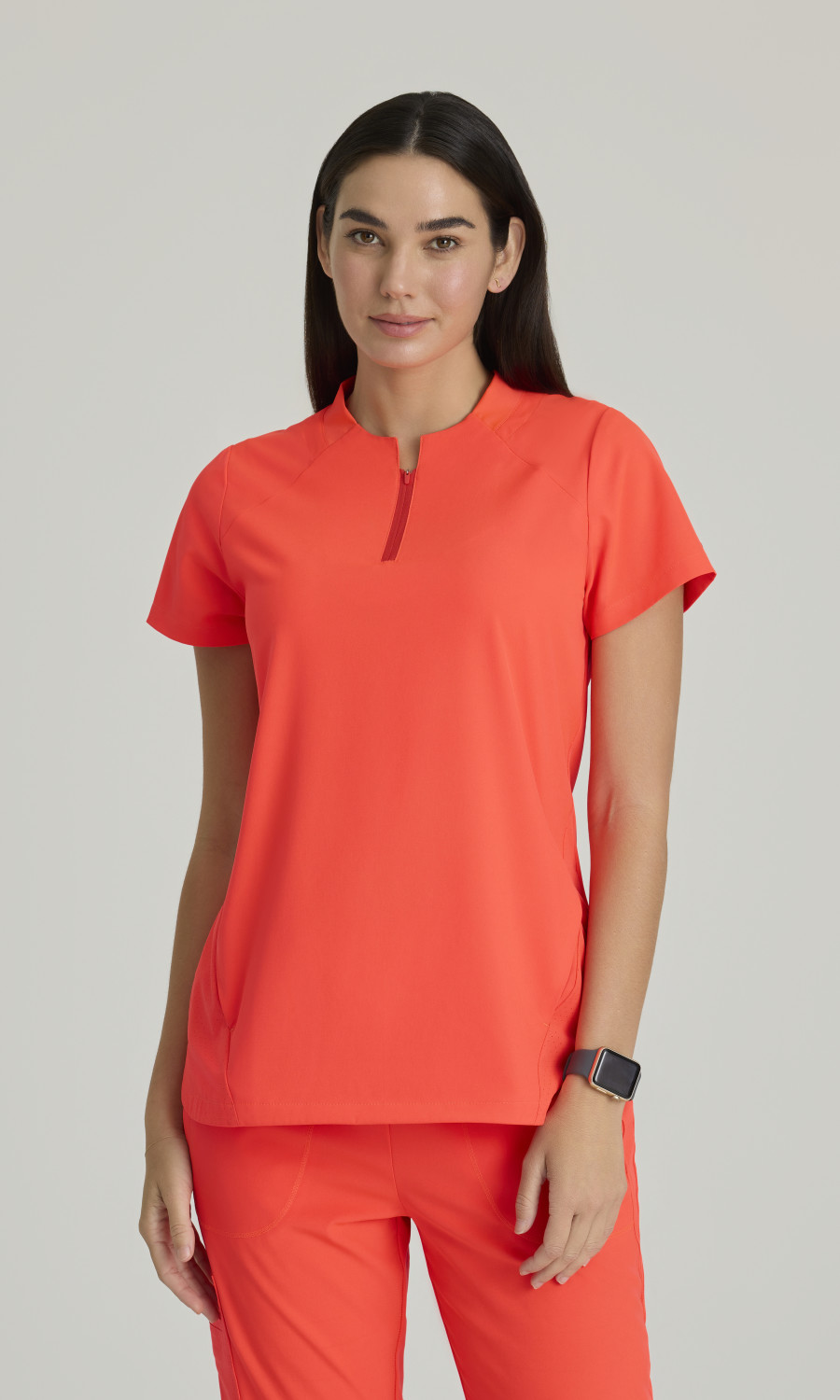 Women  TOP  BOT216X  Barco One Womens 2 Pocket Banded Zip Collar Top