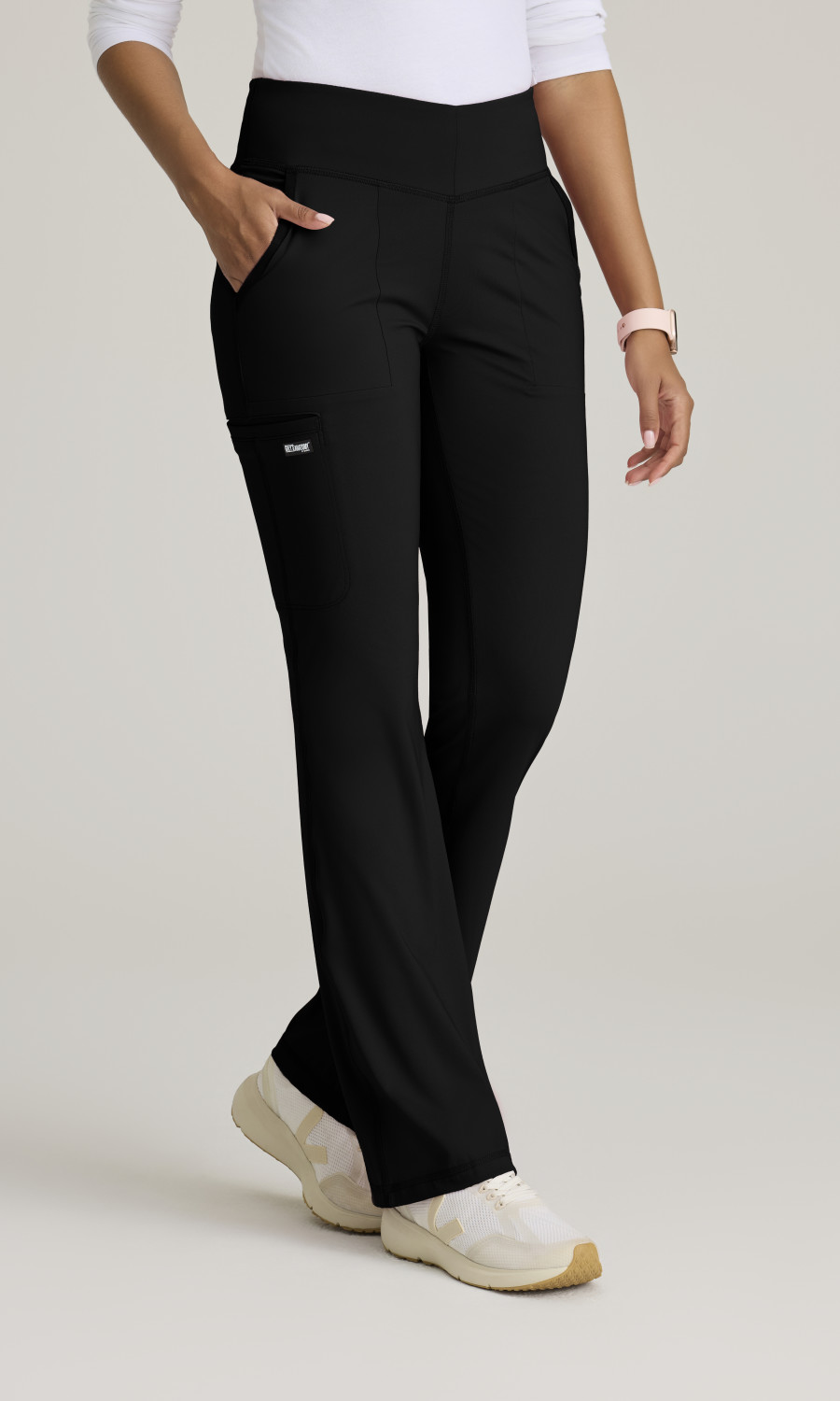 Women BOTTOMS  GRSP684XP  Greys Anatomy Knit Stretch Womens Swift Knit 5-Pocket V-Waistband Pant Garment Type Petite