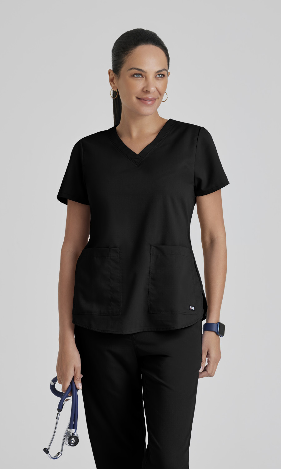 Women  TOP  71166X   Greys Anatomy Classic Aubrey Top-2 pocket V-Neck top