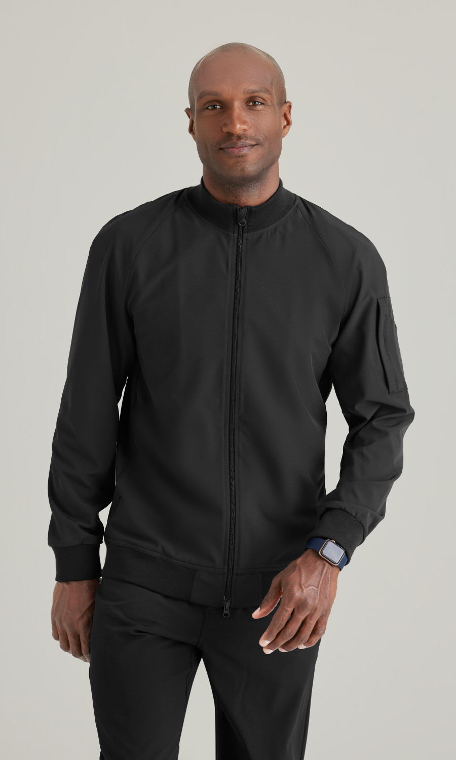 Men  Jacket  BOW883X  Barco One Mens 3 Pocket Knit Neck Bomber Warm-Up Jacket