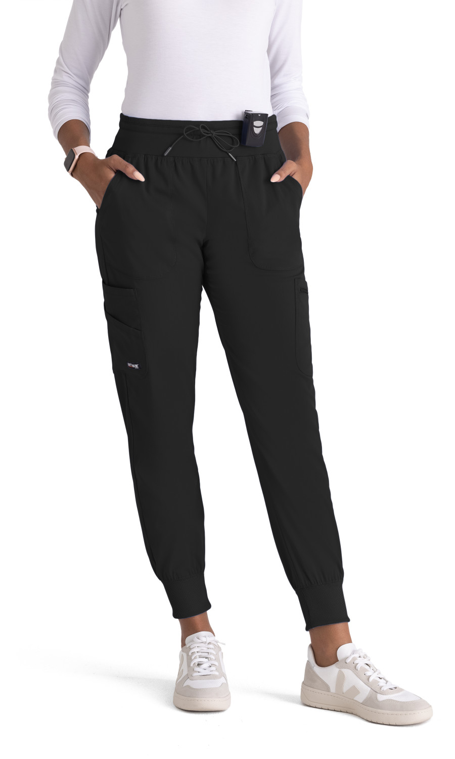 Women  BOTTOMS  GRSP527T  Greys Anatomy by Barco Spandex Stretch Womens Double Cargo Jogger Scrub Pants with Elastic Waistband Garment Type Tall