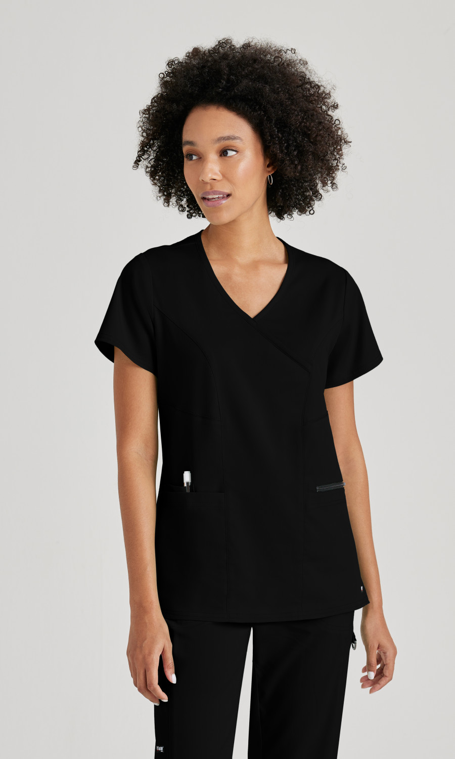 Women  TOP  GRST001  Greys Anatomy Spandex Stretch Kim Top-3 Pocket V-Neck Top