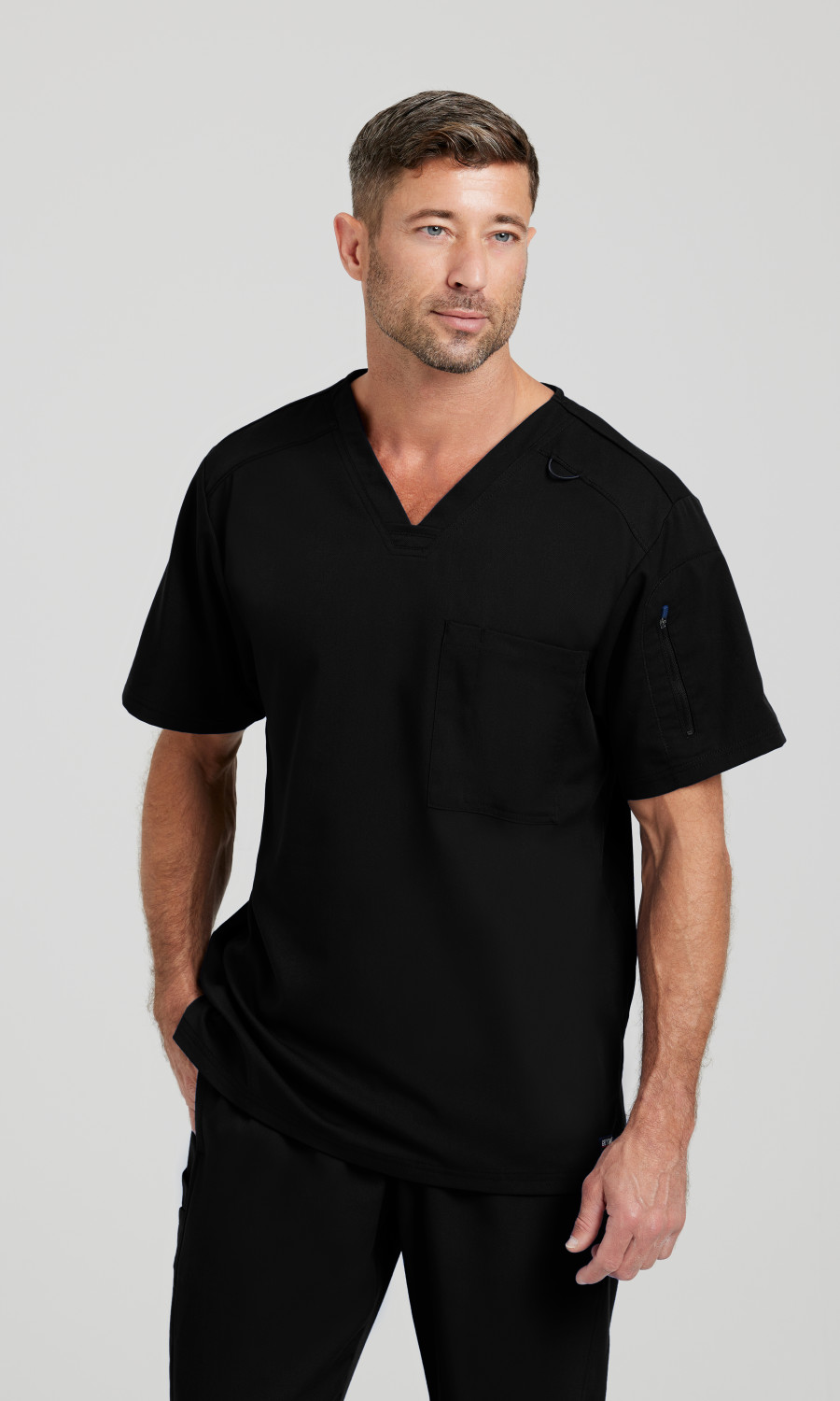 Men  TOP  GRST079  Greys Anatomy by Barco Spandex Stretch Mens Chest Pocket V-Neck Scrub Top