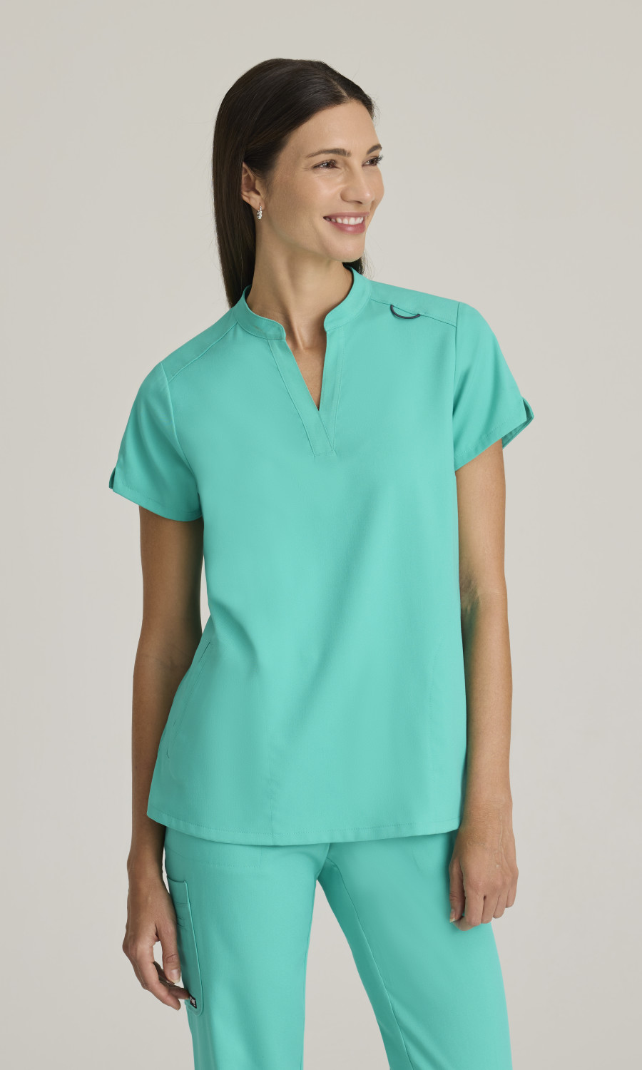 Women  TOP  GRST230X  Greys Anatomy Spandex Stretch Womens 2 Pocket Banded Collar Top