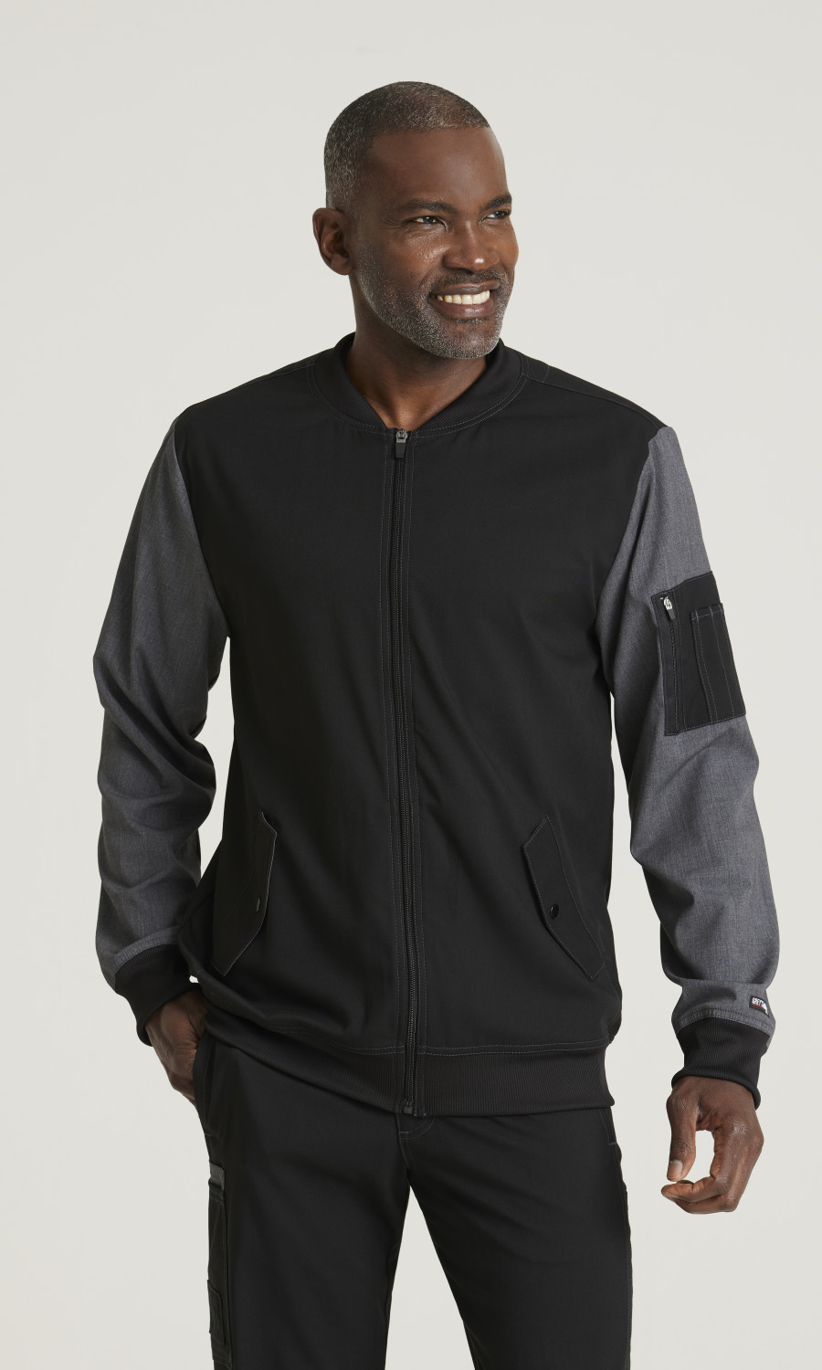 Men  WARM UP/SWEATSHIRT  GRSW892  Greys Anatomy Spandex Stretch Mens 4 Pocket Two-Toned Zip Front Warm Up Jacket