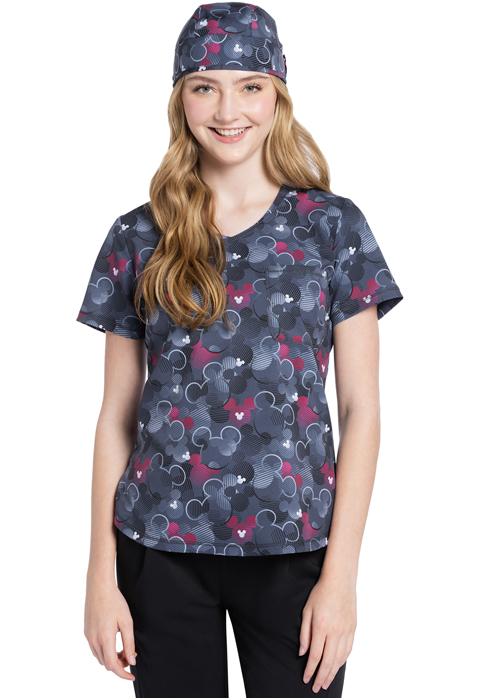 Women  Tops  TF786  Rounded Print V-Neck Top
